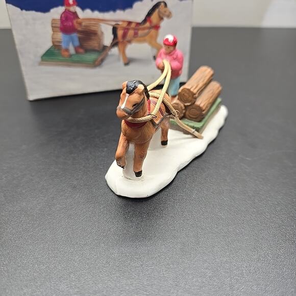 Christmas Valley Collectable Bringing in the Timbers Porcelain Vintage - Picture 4 of 12